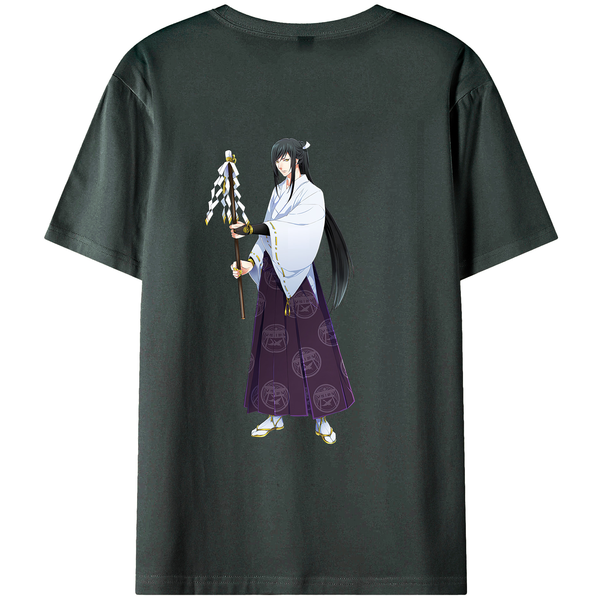 （画像用） 刀剣乱舞 Touken Ranbu 綿100％ メンズ半袖Tシャツ（バックプリント） 通気性